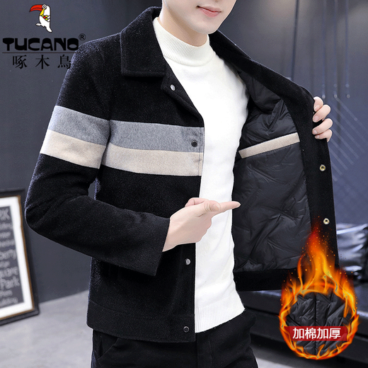 Jacket Woodpecker Men 204 Nouveau printemps et veste d'automne hommes plus coton laine de laine de laine solide masculin d'hiver décontracté.