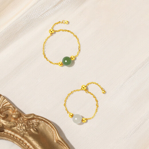 Chao Acer 18K Gold Hetian Jade Ring for Women Biying Ningzhi SRK32800002 Biying-Jasper Birthday Gift