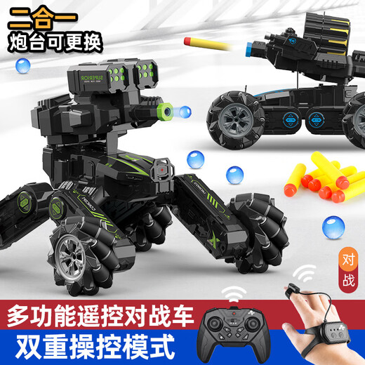 RWTW儿童玩具手势感应遥控对战坦克发射水弹特技越野车男孩生日礼物 31.5cm 368双控(软弹)-蓝色