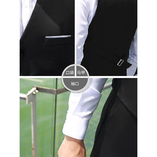 Xinhan bester Mannanzug westlicher Style Brother Anzug Weste weißes Hemd dreiteilige Hochzeitsgruppe Kleidung Großgröße Brudergruppe Hochzeits Hochzeit Kurzhemd Hemd + schwarze Hosen + Schwarze Fliege 3xl regulärer Stil