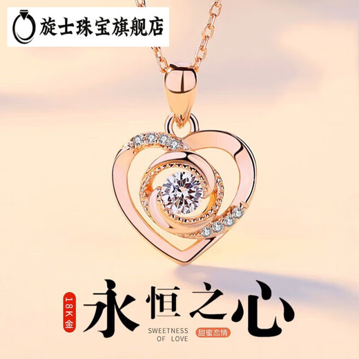 18K Gold Topaz Four-leaf Clover Gold Necklace Women's Eternal Heart Pendant Birthday and Valentine's Day Gift for Girlfriend Topaz Rose Gold Eternal Heart Necklace