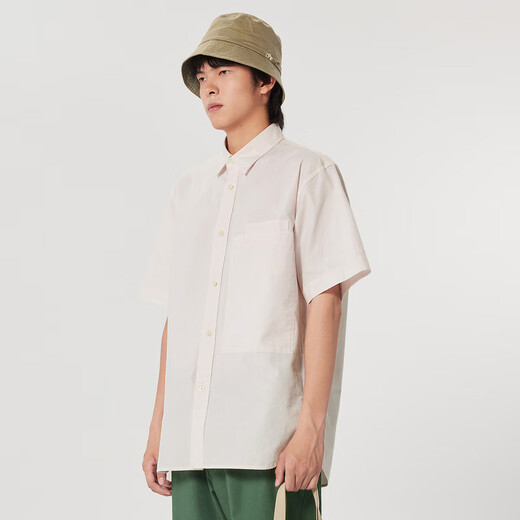 
Sketch men's spring and summer new shirt cotton loose fun short-sleeved shirt casual commuter multi-pocket top 694 light miscellaneous powder S