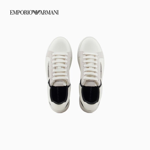 
EMPORIO ARMANI/Armani official flagship new women's low-top lace-up hollowed-out decorative sports casual shoes 2025 summer C679-light white/black 37
