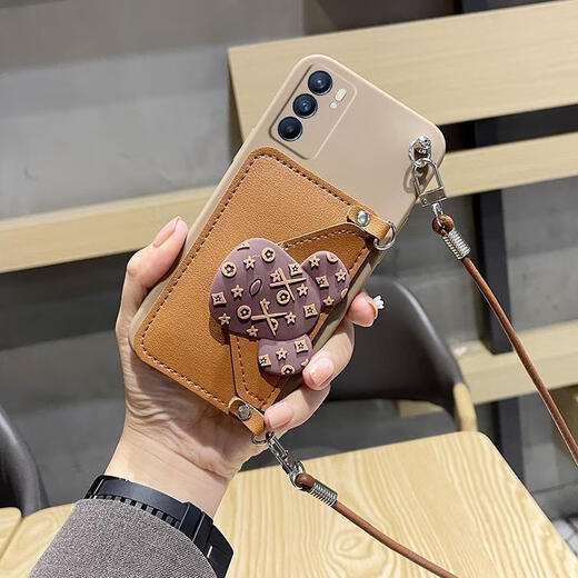 Lu Chun Fashionable Violent Bear Huawei nova8/7 mobile phone case mate40 card coin wallet p30 crossbody lanyard P50 brown shell + violent bear + oblique rope Honor 30