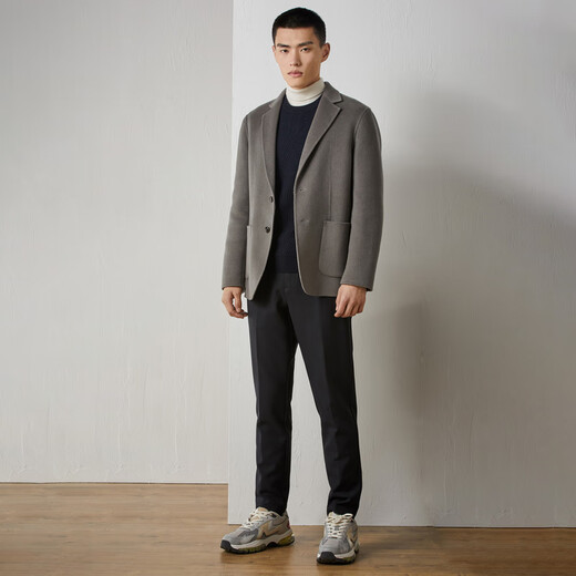 Boni Suit Men's Casual Wool Single West Men's Jacket Business Versátil Singido Traje Top Otoño e Invierno CM645061B Gris Green 170