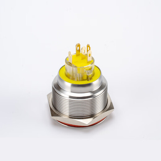 25MM30MM metal button switch waterproof with indicator light reset self-locking start stop power switch button ring light strip plug-in-green 220V self-locking (press to lock) opening 25MM