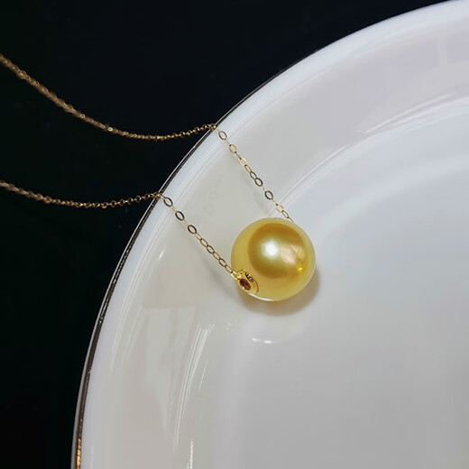 Xuanxian Nanyang Seawater Philippine Gold Beads Quality Necklace Deep Gold Pendant Clavicle Chain 10-11mm Aurora Gold Beads