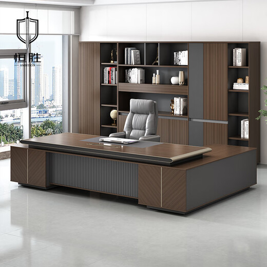 Hengsheng high-end desk boss desk light luxury chairman president executive desk general manager modern office desk and chair combination 2.4m boss desk + gravity reclining boss chair