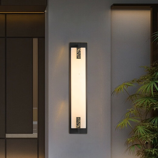 Tong Deng Hui new Chinese style all-copper outdoor waterproof wall lamp natural marble door on both sides of the courtyard villa garden lamp long wall lamp outdoor wall lamp copper color-Chinese knot 100cm