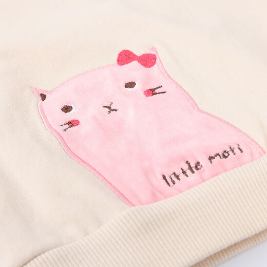 
little mori little forest girls sweatshirt autumn puff sleeve round neck top cartoon cat off white 120 cm/6 years old