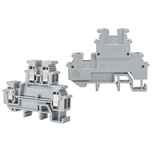 HUNJUN UK2.5 terminal copper double-layer terminal block MBKKB2.5 can be connected to 2.5 square lines 24A/500V D-MBKKB2.5 isolation plate 1 piece