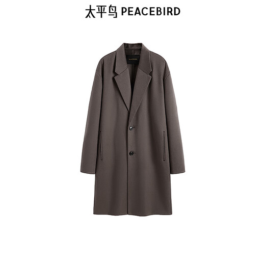 PEACEBIRD Men's Cashmere Blended Fabric Loose Casual Coat Fashion B1AAE4B05 Brown 1 L