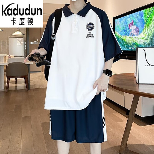 Kaduton Adolescente Traje de manga corta de 20 años de edad de 20 años de edad en una camiseta suelta de gran tamaño de la escuela secundaria de 16 años Traje de ropa deportiva 5012 Muja negra M (70-100Jin [Jin es igual a 0.5 kg])