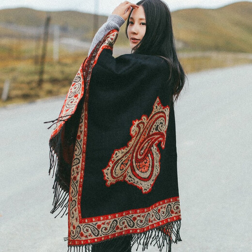 Salle climatisée climatisée de style national Xinfeile Style pour femmes épaissis écharpe tibétan Travel Cape Style Châle