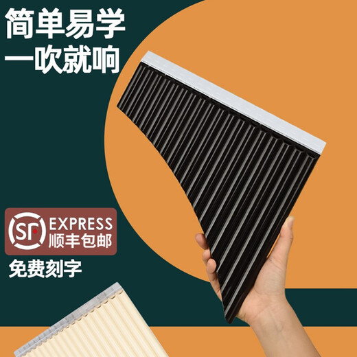 骊歌排箫乐器儿童学生教学专业演奏初学者入门排箫黑白色168管C调 【18管C调】黑色+免费刻字