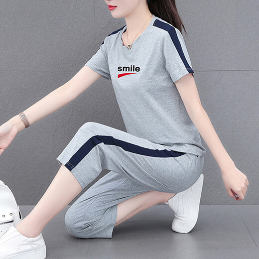 NY-EMMA Sports Suit pour femmes à manches courtes à manches d'été à la mode à la mode et à l'âge moyen de l'âge moyen de course décontractée et à la mode