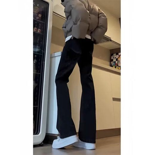 7 hochwertige schwarze Jeans für Männer, Sommer American High Street Lose lässige, gerade schlanke lange Hosen für Männer DFFS-701 Pure Black M.