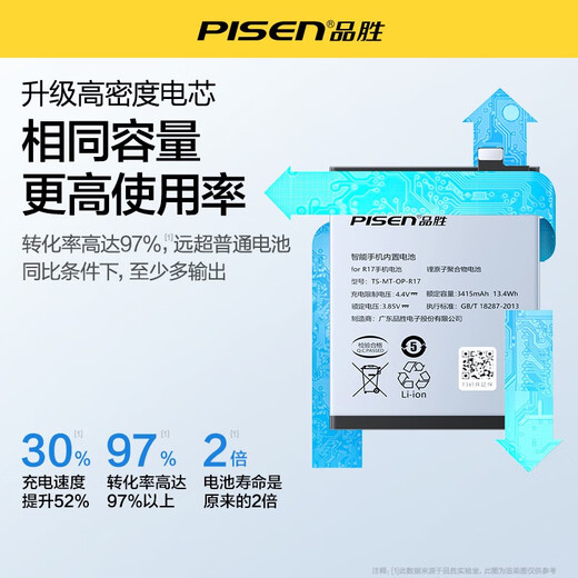 Батарея Pisen подходит для Oppo A7X Mobile Phone A1 Business A3 Battery A57/A77/A83/A52/A91/A92S/A93/A96 Замените батарею аккумуляторной батареи A9X A92S 3890MAH [BLP779]