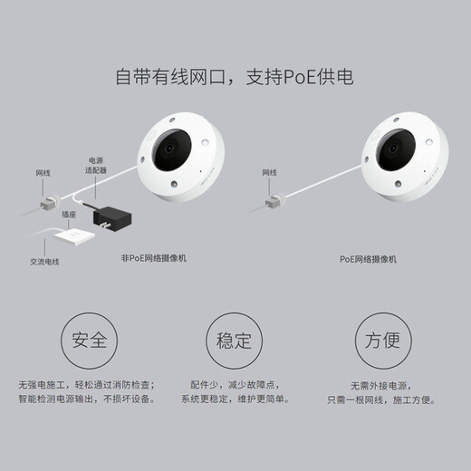 TP-LINK无线监控摄像头 360度无死角 高清带夜视全景鱼眼视像头手机APP远程查看室内家用安防监控器看家宝 600万全景防水监控【WiFi+网线版】 128GB