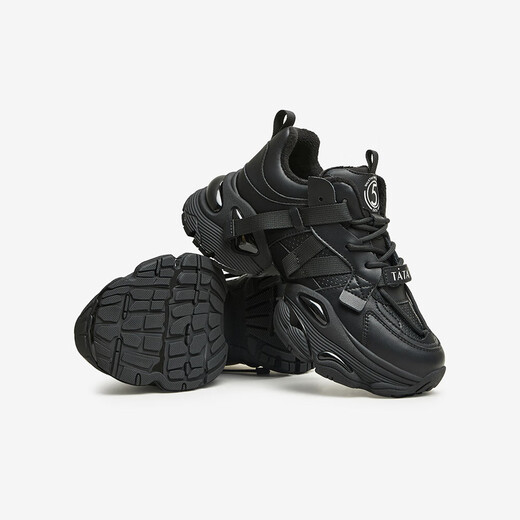 Him her thick-soled dad shoes women's fashion 2024 spring GEA01AM4 black (velvet lining) 38