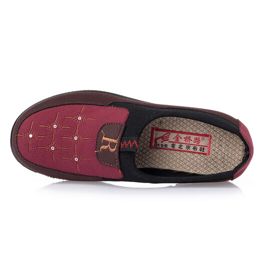 WVNE spring and summer old Beijing cloth shoes women's shoes mother single shoes 2025 deep mouth soft sole flat heel flat sole comfortable middle-aged and elderly anti-slip 880 red 39 [standard size]