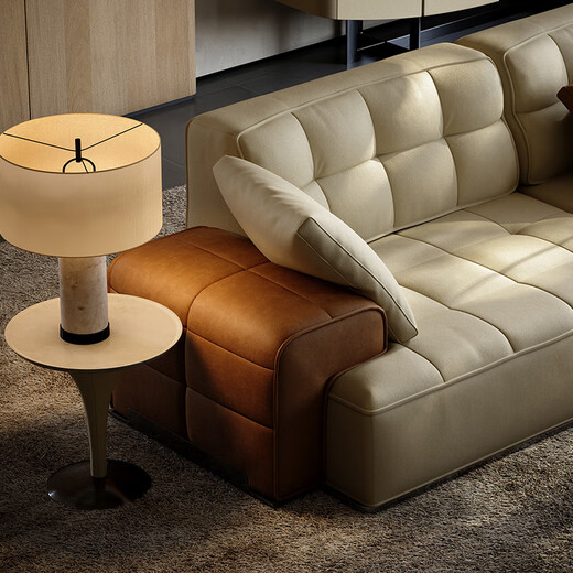 Charmantes Master-Licht Luxusleder-Sofa Wohnzimmer 2024 Neues minimalistisch funktionelles Sofa Elektrisches Rückenlehre Luxushaus Full House High-End-Anpassung Ecke 4.39m Modul 1421 V-Klasse Full Leder funktionales Sofa Titanium Schwarz