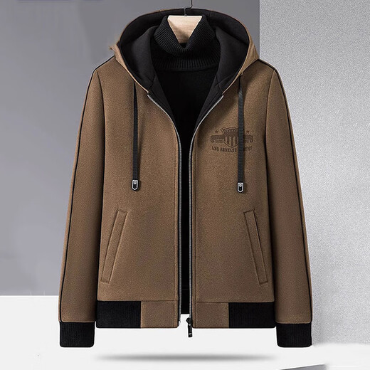 JASONWOOD stick to my high-end brand jacket men's 2025 new autumn and winter woolen casual warm men's jacket high-end brown autumn and winter style ready stock Suda XL