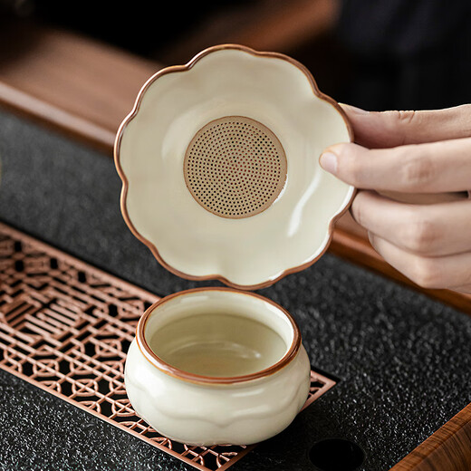 Tangfeng Ru Kiln Tea Set Complete Set with Tea Tray Kung Fu Tea Set Chinese Household Ceramic Teapot Cover Bowl Tea Cup Set Dundun Hand Grab Pot 9 Heads