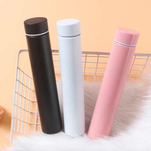 Shantou Lincun slender tea cup, ultra-slender long insulated cup, slim long tea cup, long thin water cup for girls, new metal pink cylinder packaging box, cup brush