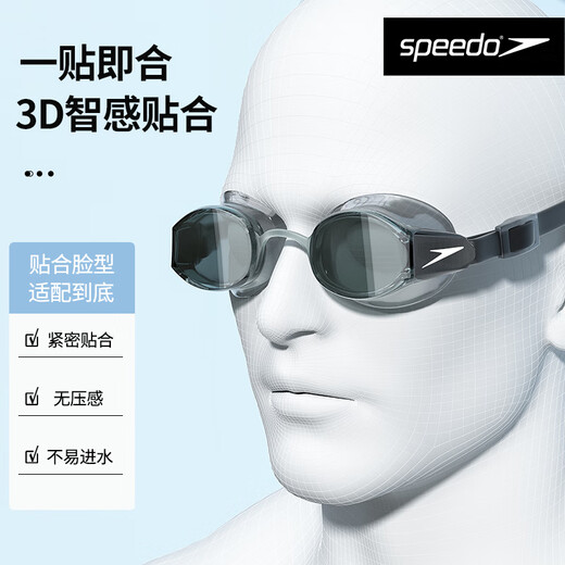 Speedo speedo myopia swimming goggles original high definition anti-fog waterproof large frame comfortable left and right different degrees of swimming equipment new black large frame 400 degrees