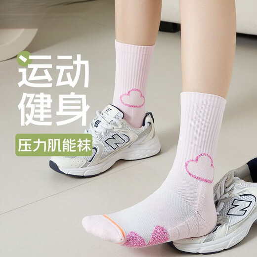霜魄羽毛球袜子儿童网球袜运动毛巾袜女中筒跑步袜长筒加厚透 【3双装】1白+1浅蓝+1紫色 6195-运动健身搭配