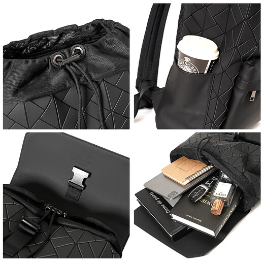 Rsuzz Trendy Marke Mode Mode großer Kapazität Rucksack Männer Leichtes Rucksack lässig Geometrische Diamant -Männer -Rucksack Rsu677 Schwarz