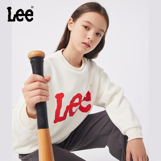 Lee儿童卫衣春款时尚帅气男孩女童上衣宽松休闲舒适百搭 白色 150 