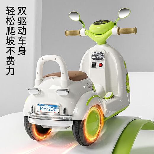 McGemon Children's Electric Car 1-3-3 años de edad para niños y cama para niños se pueden usar como un automóvil de juguete para bebés para un automóvil eléctrico para niños Khaki Brown Modelo básico [Single Drive + Education Música] Música de iluminación Función de educación temprana