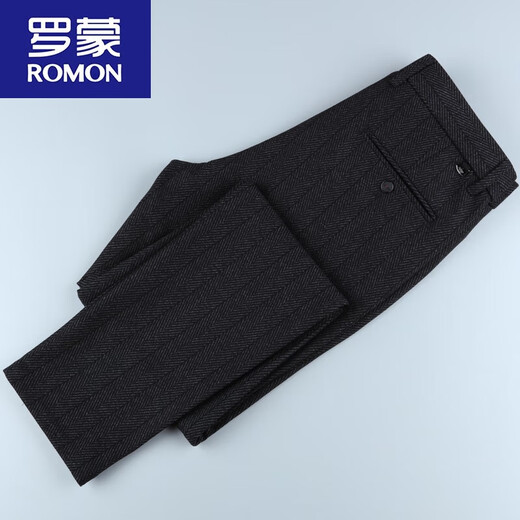 Pantalones casuales de hombres de Romon Menores de otoño e invierno Pantalones altos de la cintura alta delgada pantalones informales delgados con patas rectas de lana de lana Men B9905 Loose Versión 28 (2 pies 1)