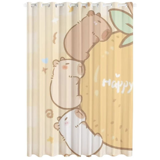 Yingtang Kapibala Bett Vorhang Capybara benutzerdefinierte Vorhänge Blackout Schlafzimmer Neue Stil Kinderzimmer Bucht Fenster Thermalisolierung Partition Vorhang 5 (12173) Hakenmodell 1,5 m breit 1 Stück/Höhenanpassung Bitte beachten Sie bitte