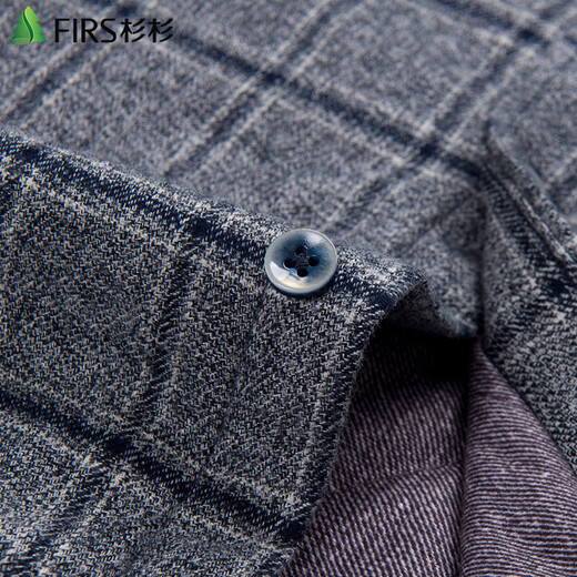 杉杉加绒加厚羊毛内胆保暖衬衫男冬季中老年格子长袖衬衣男 39105 41 