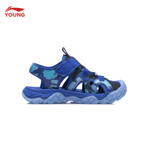 Li Ning children's shoes for men and women, summer outdoor river shoes, lightweight and breathable children's sandals, ink gray/bright blue camouflage-41 33