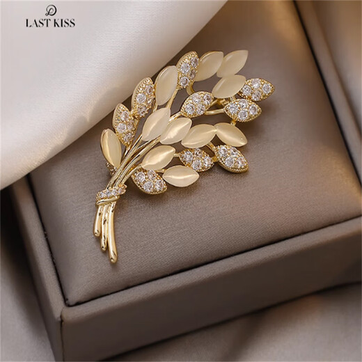 LAST KISS wheat ear brooch for women 2025 new style light luxury high-end exquisite fashion design niche high-end chest Valentine's Day gift cat's eye brooch