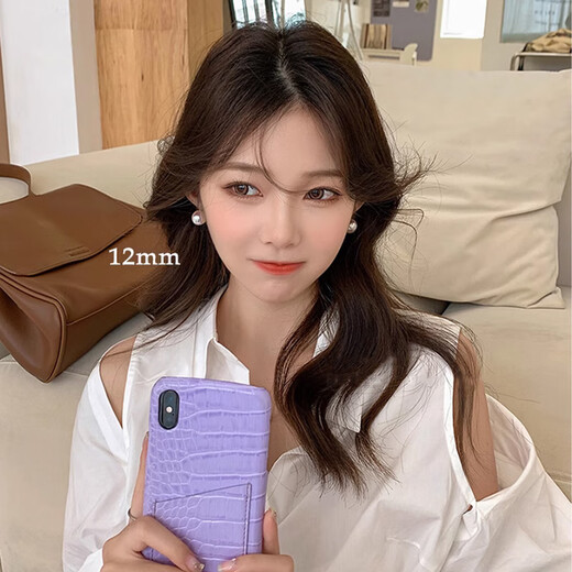 First encounter with pearl earrings without piercings Mosquito coil disc for women, light luxury, high-end, simple earrings, retro earrings, pearl earrings without piercings 12mm