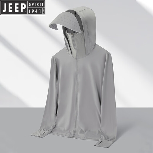 
Jeep International Brand UV Anti-Outdoor Ice Wire Sunscreen Clothes Men's Summer Light Jacket Breathable Outdoor Fishing Clothes LY7030 Women's Model-Ice Misty Powder [Removable Hat Brim 2XL