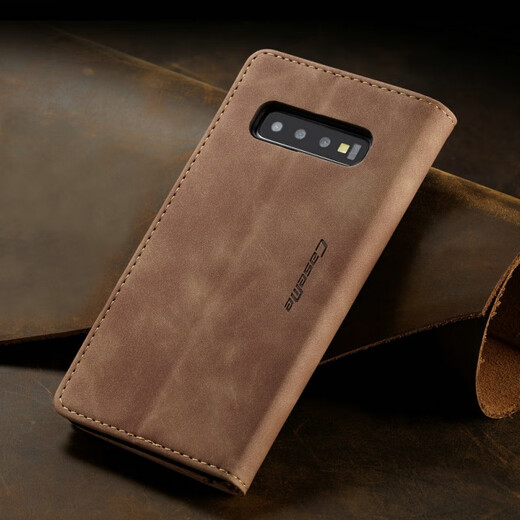 Zhenduxing ist für Samsung Galaxy S10/S10 geeignet. Zehn Mobiltelefonhülle S10 5G Karte S10E Wallet SM-G9730 Lederhülle S10/6.1 Zoll [Kaffee] High-End-Leder-Hülse-Karton-Screenfilm
