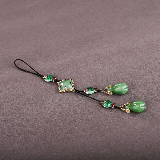 Lanyard de teléfono móvil de trébol de cuatro hojas de estilo antiguo y moderno, colgante USB de pescado Cloisonné, colgante de llavero de automóviles, decoración de billetera de monedas para mujeres