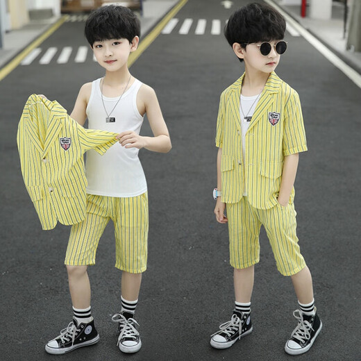 G.Duckkids Jungen Sommeranzug Kinderanzug Dreiköpfig Set 2022 Sommerstil Little Boy Blumenkleid Kinderkleid lose und lässig 01 Anzug grau qkcaiig Größe 120 Größe Empfohlener Höhe ca. 105-115 cm 6-7 Jahre alt