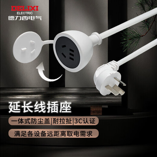 德力西(DELIXI) 电源插座延长线/电线插座/延长线插座电动车充电延长线/插排/排插 10A 全长1.8米无开关
