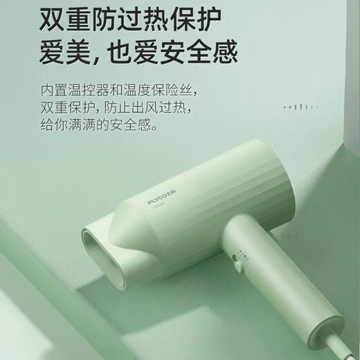 
Feike hair dryer large and small power constant temperature negative ion does not damage hair dryer hot and cold air low noise household electric air drum FH6296 avocado green-1800W