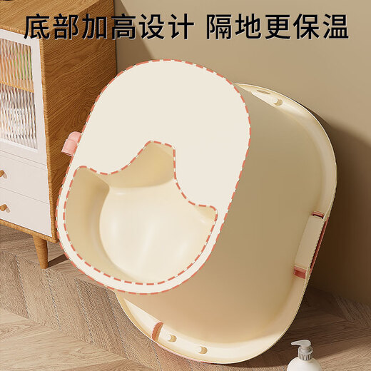 捷贝儿童泡澡桶宝宝洗澡桶大号加厚小孩浴盆婴儿游泳桶可坐家用洗澡盆 云水蓝【0-15岁】 【智能感温款】送大礼包