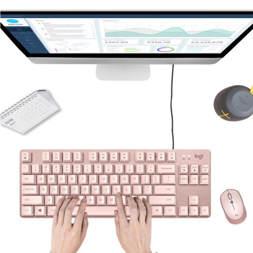 罗技（logitech）K835真机械键盘铝制外壳机械轴体手感出色有线键盘84键电竞游戏12个快捷按键台式外接笔记本电脑 【K835】粉色 红轴 露营之夜 限定款