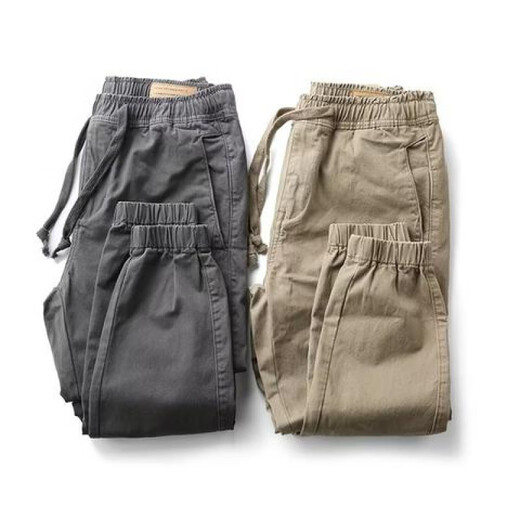 Byphytee Hosen Herrenkoreanische Baumwolle Arbeit tragen Arbeitschutzhosen Herren Frühlings- und Herbstmodete Casual Hosen Lose Bindungshosen 666 Khaki XL