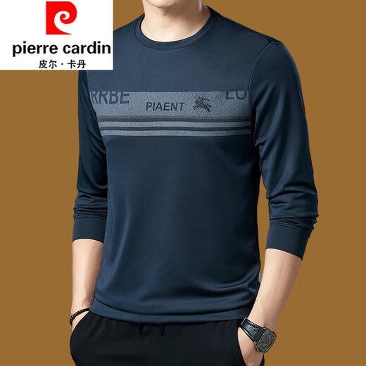 Pier Cardin Langarmed T-Shirt für Männer runden Baumwoll-Rundhals-Sweatshirt für Herren Frühlings- und Herbst-Top-T-Shirt-Basis-Hemd modische einfache Herrenkleidung 677 Modelle 165/M100jin [Jin entspricht 0,5 kg] -120jin [Jin gleich 0,5 kg]